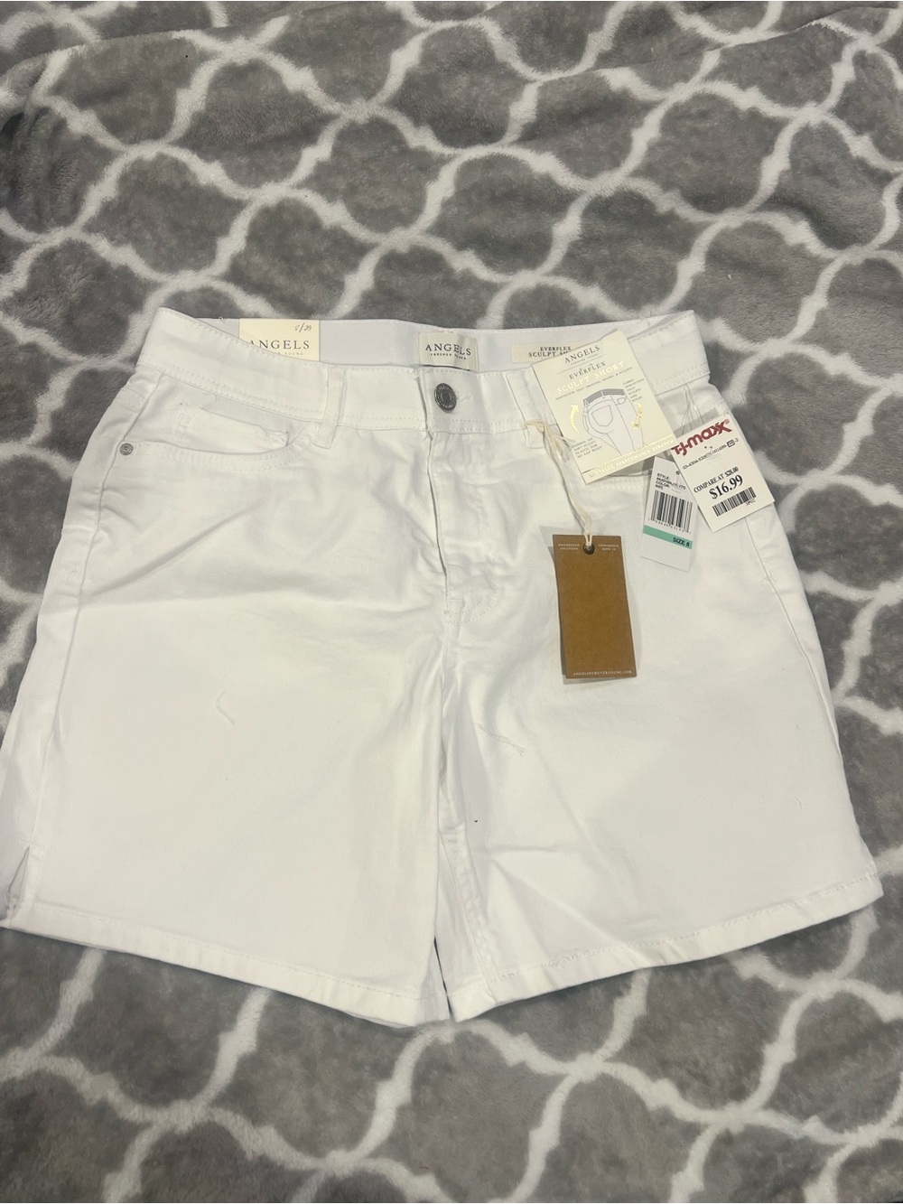 Angels White High-Waist Shorts with Five-Pocket Design